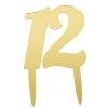 טופר אקרילי לעוגה מספר 12 זהב