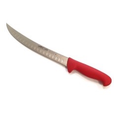 סכין בשר משופע חריצים 25 סמ ידית אדומה